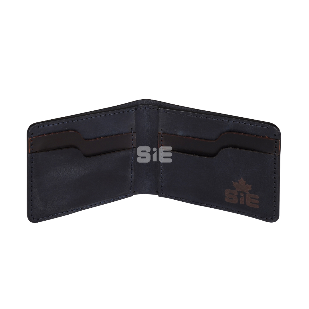 Men's Black Genuine Leather Bifold Wallet | Handcrafted | SIE – Sialkot