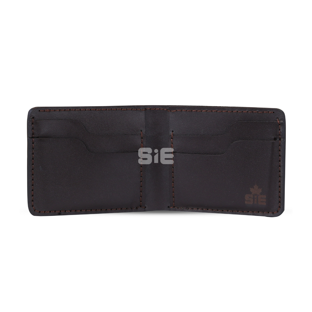 Men's Dark Brown Genuine Leather Bifold Wallet | Contrast Stitching | Handcrafted by SIE