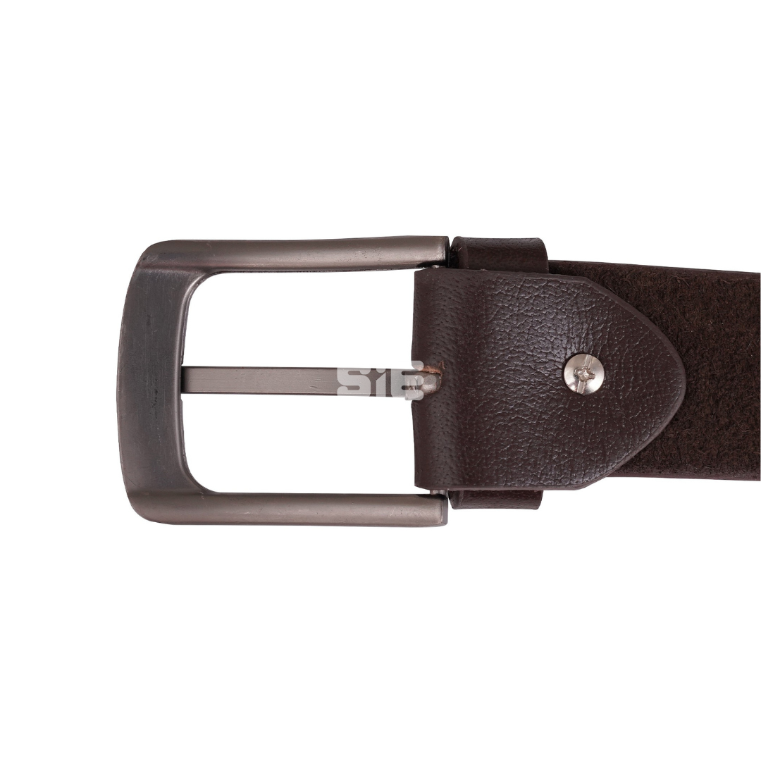 Men's Dark Brown Genuine Leather Belt | Pebbled Texture | Gunmetal Buckle | Handcrafted | SIE Canada