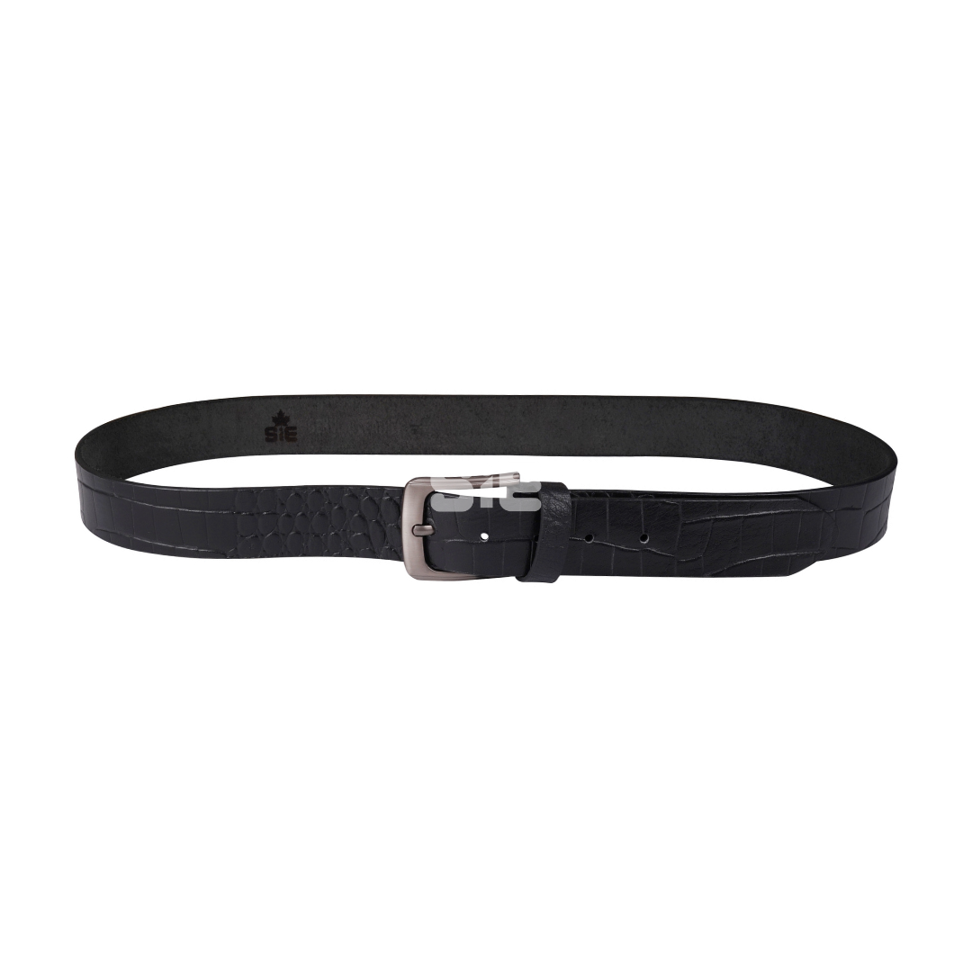 Men's Black Crocodile Print Genuine Leather Belt | Gunmetal Buckle | Handcrafted | SIE Canada