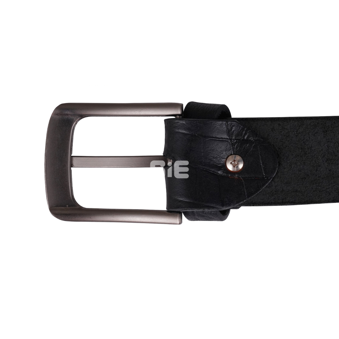 Men's Black Crocodile Print Genuine Leather Belt | Gunmetal Buckle | Handcrafted | SIE Canada