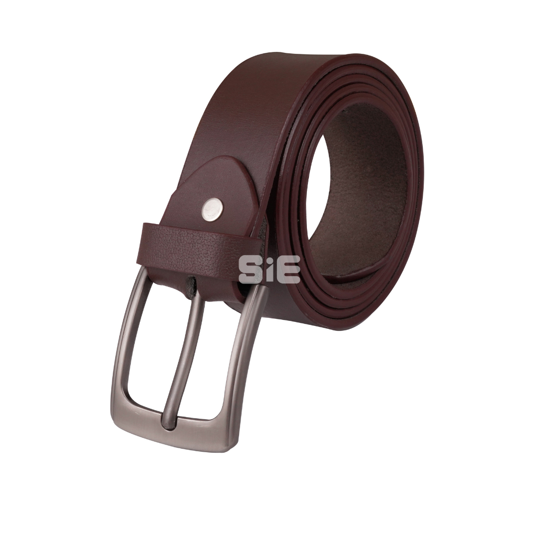 Men's Burgundy Smooth Genuine Leather Belt | Wide | Antique Gunmetal Buckle | Handcrafted | SIE Canada