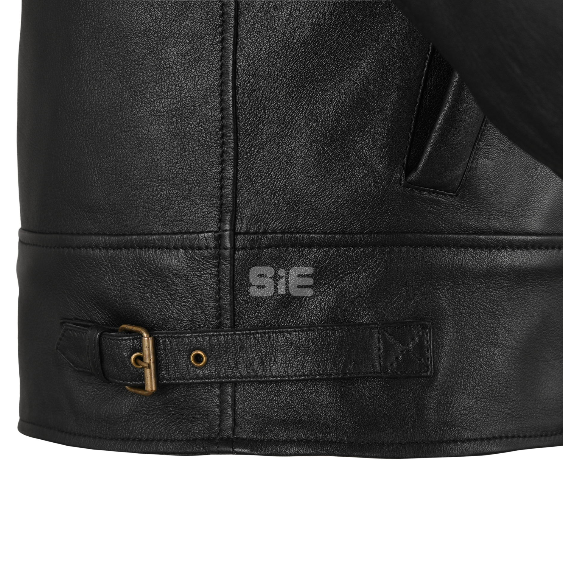 Men's Black Leather Bomber Jacket | Shearling Lining | Removeable Hood | SIE Canada