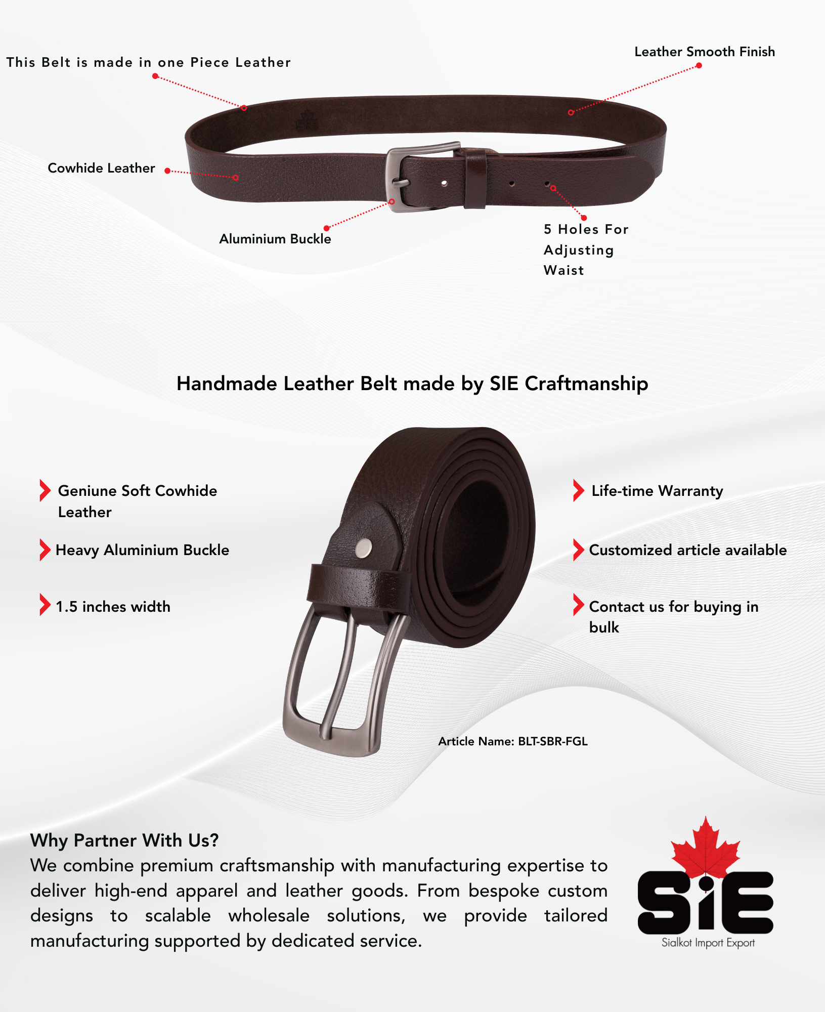 Soft Leather Belt - Men's description image