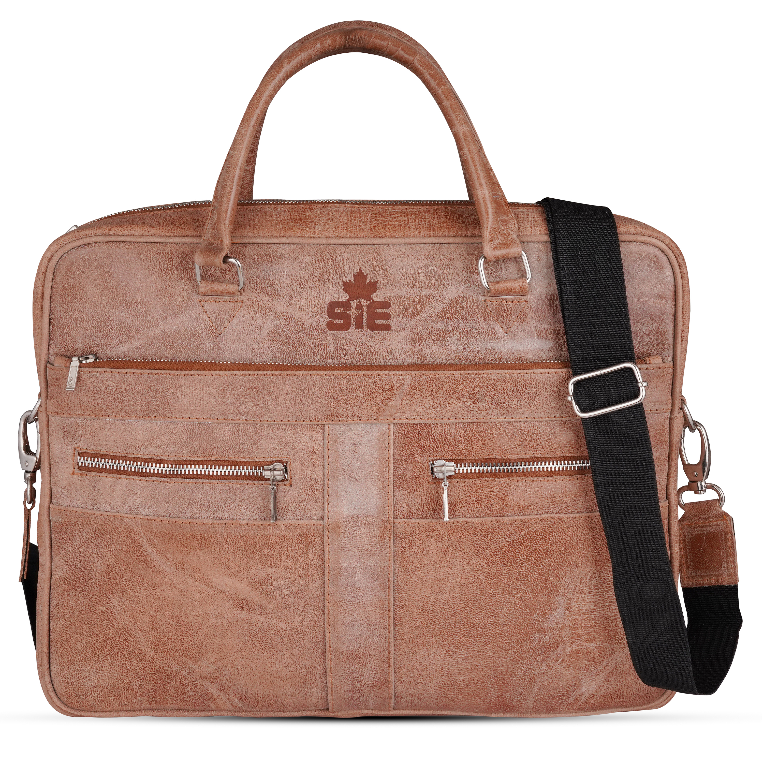 Handmade Light Brown Leather Laptop Bag – Premium Office & Travel Bag by Sialkot Import Export